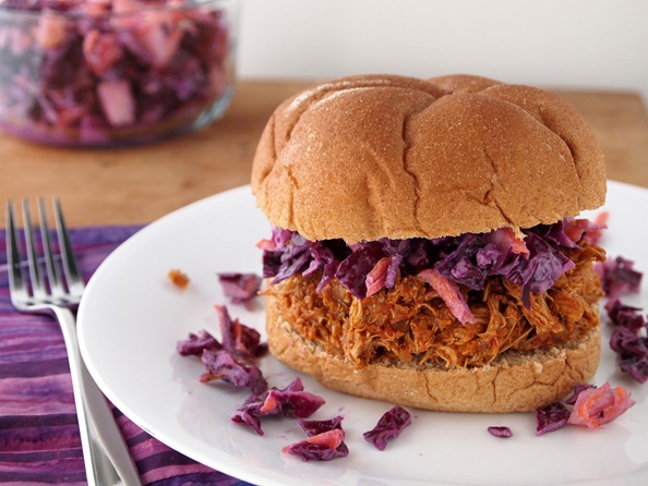 Crockpot Pulled Chicken with Crunchy Slaw