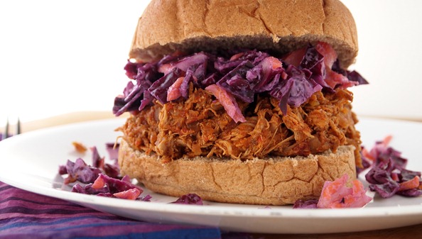 Crockpot Pulled Chicken with Crunchy Slaw