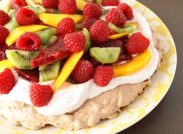 Chocolate Pavlova with Blood Orange Cream