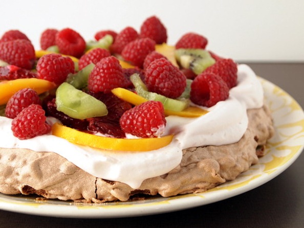 Chocolate Pavlova with Blood Orange Cream