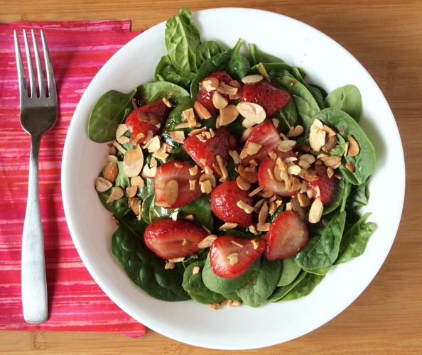 Roasted Strawberry and Spinach Salad